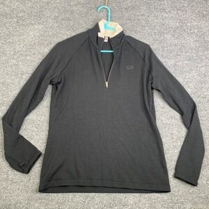 Icebreaker Sport 320 Mens Black Pure Merino Wool 1/4 Zip Pullover Sweater M
